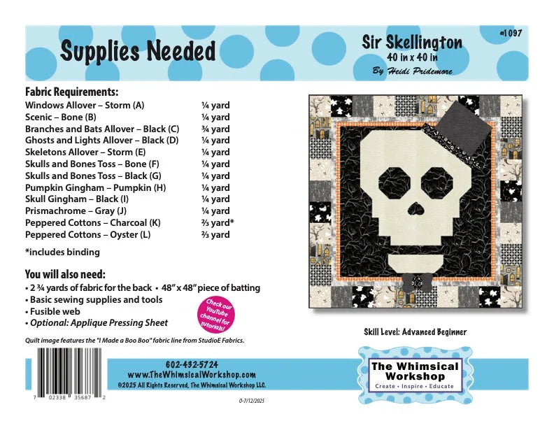 Sir Skellington Quilt Pattern by Heidi Pridemore