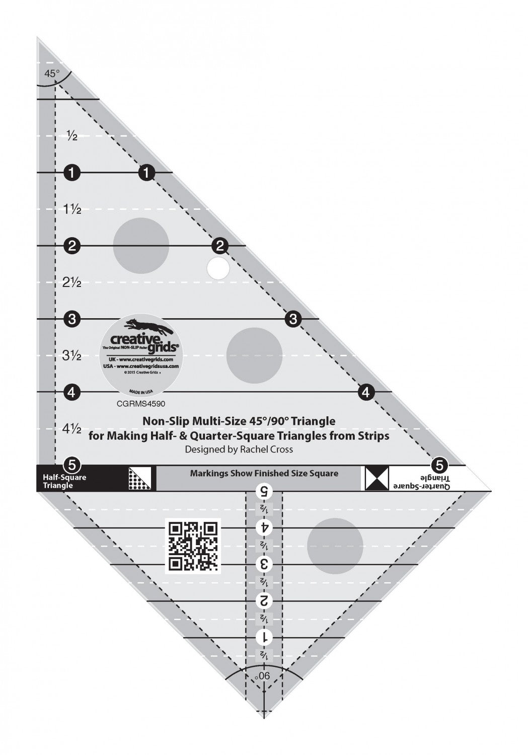 Creative Grids Multi Size Triangle 45/90 Degrees Ruler