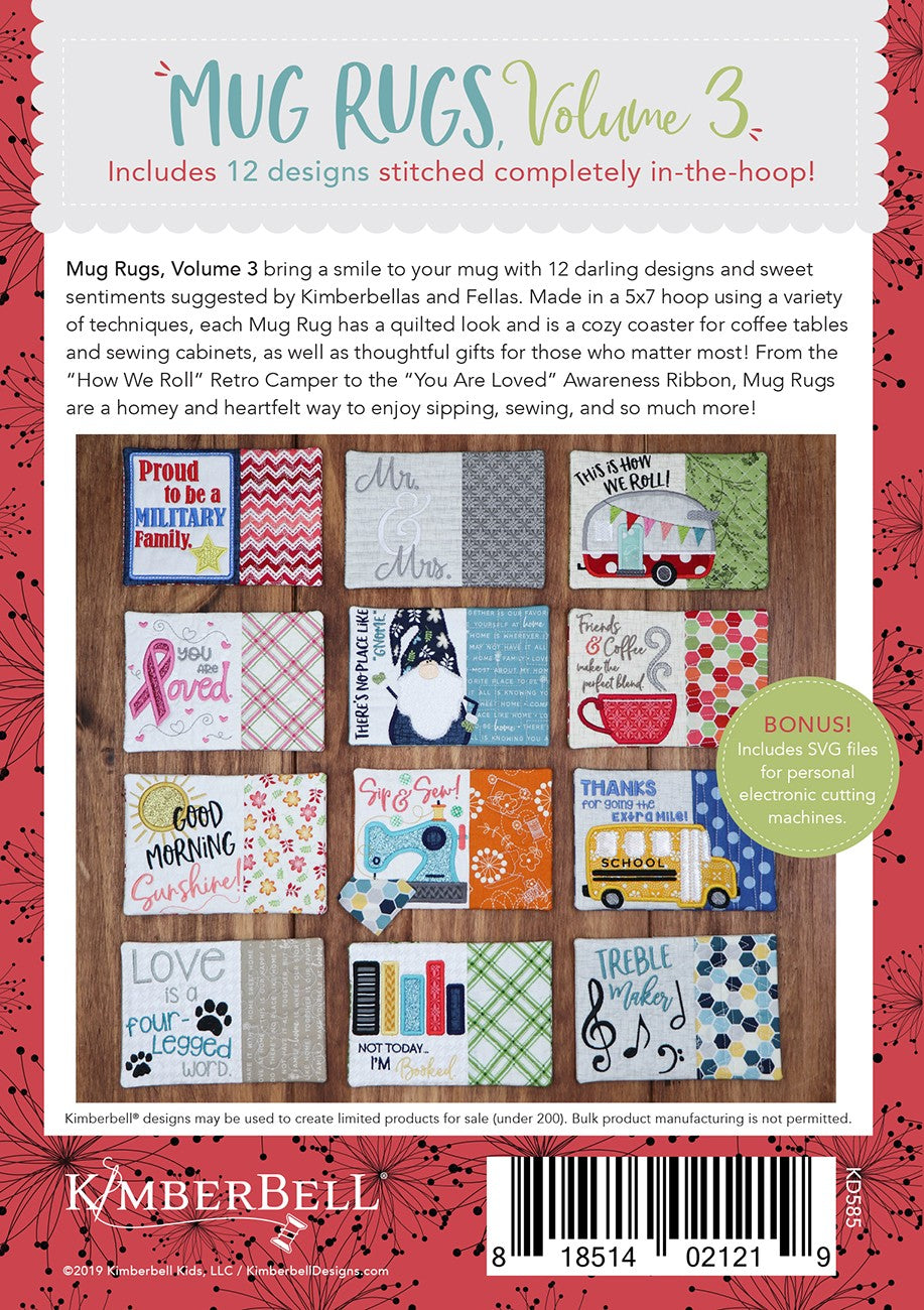 Kimberbell Mug Rugs, Embroidery CD, Vol 3