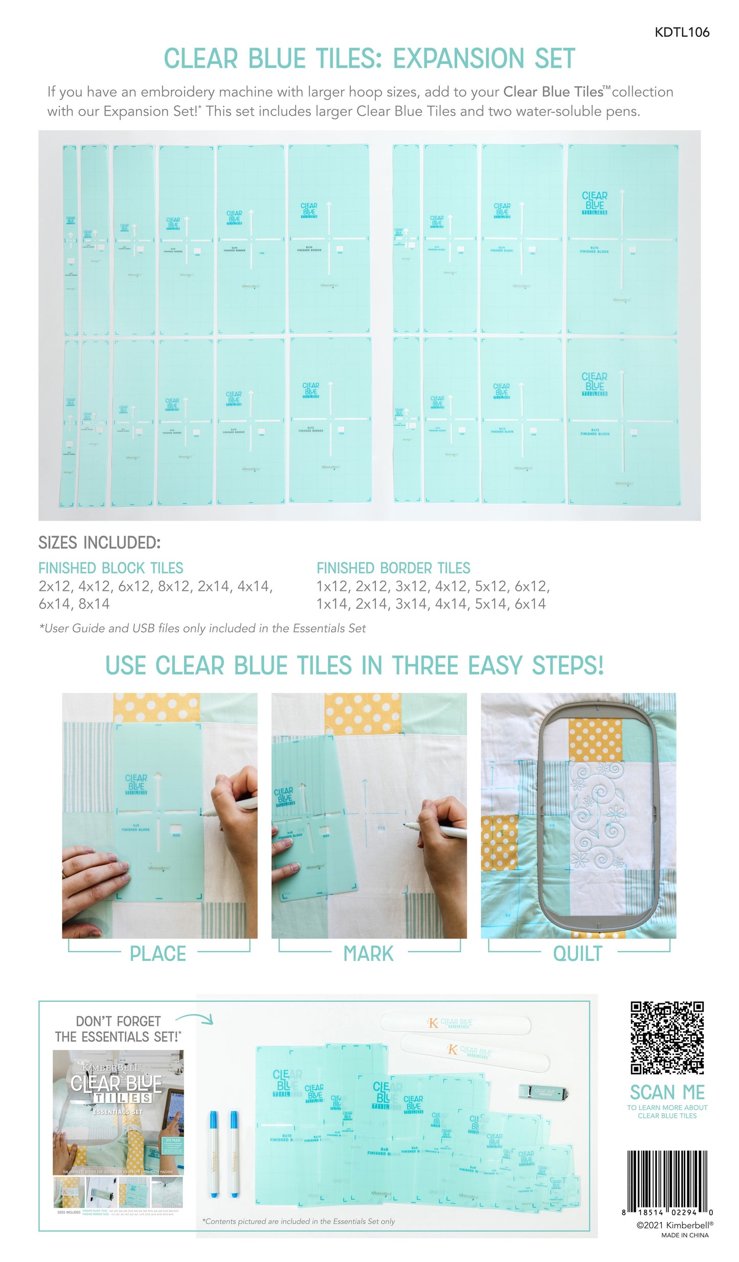Kimberbell Clear Blue Tiles Expansion Set