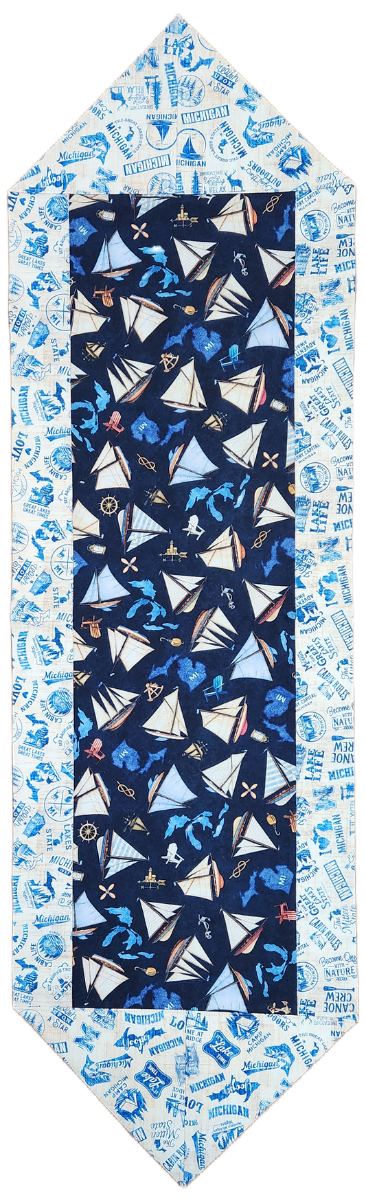 KIT 2026 All Michigan Shop Hop: Boats Navy Fast Flipped Table Runner Kit