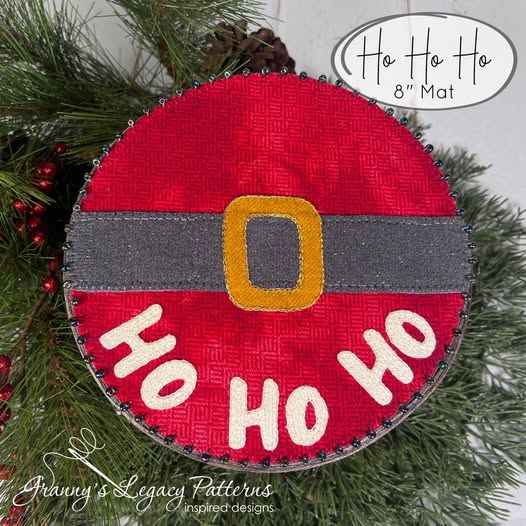 HO HO HO 8" Round Mat Pattern By Granny's Legacy Patterns