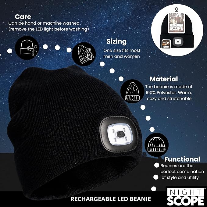 Night Scope Rechargeable LED Knit Beanie