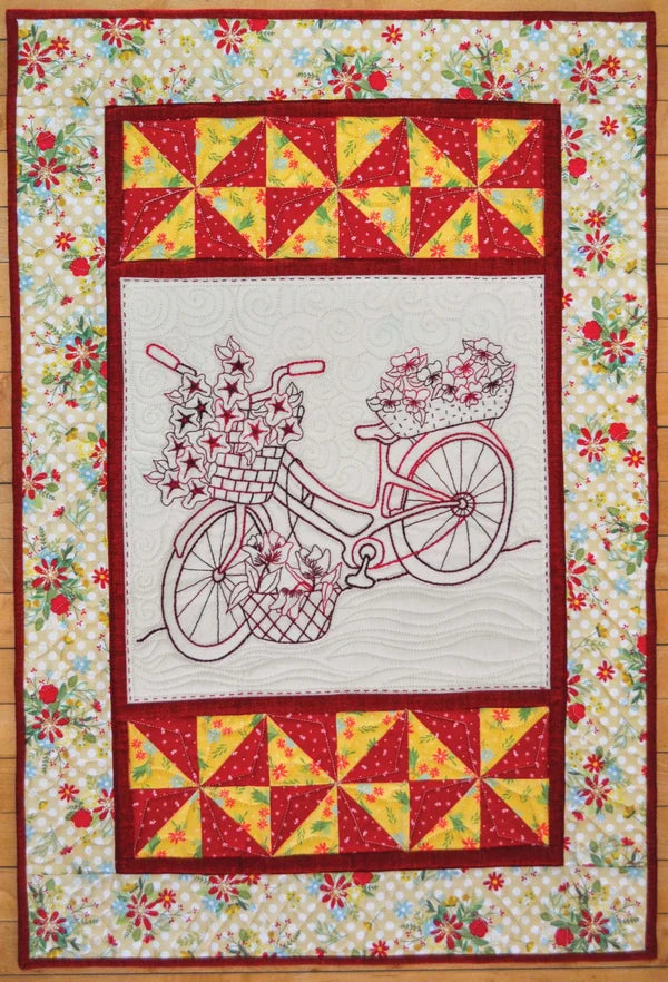 Bicycle Blooms Quilted Wall Hanging Pattern By Blueberry Backroads