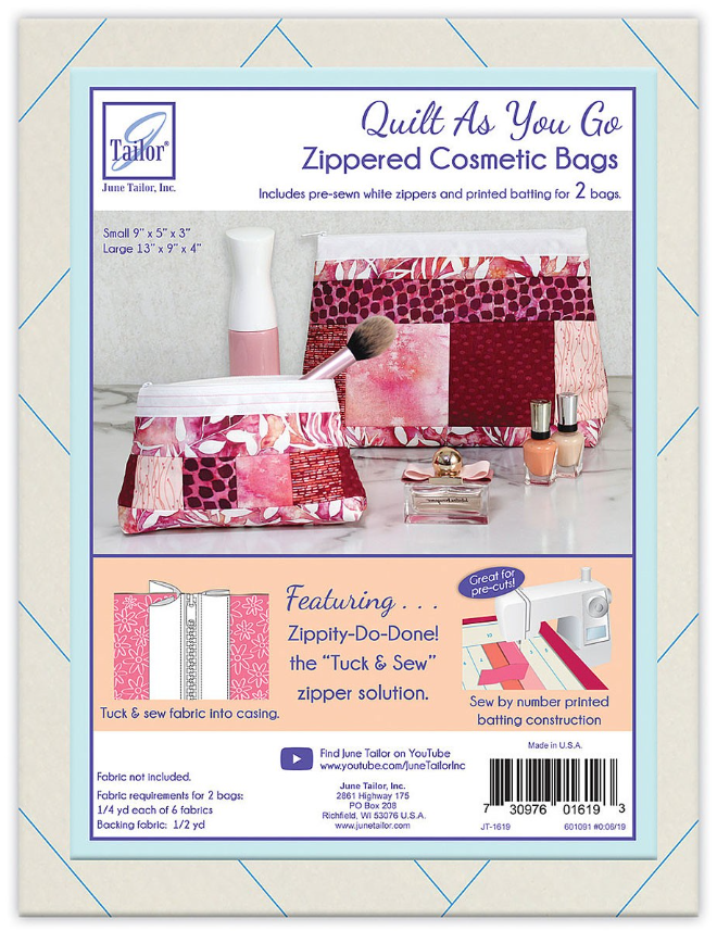 Quilt As You Go  Zippered Cosmetic Bags (multiple colors)