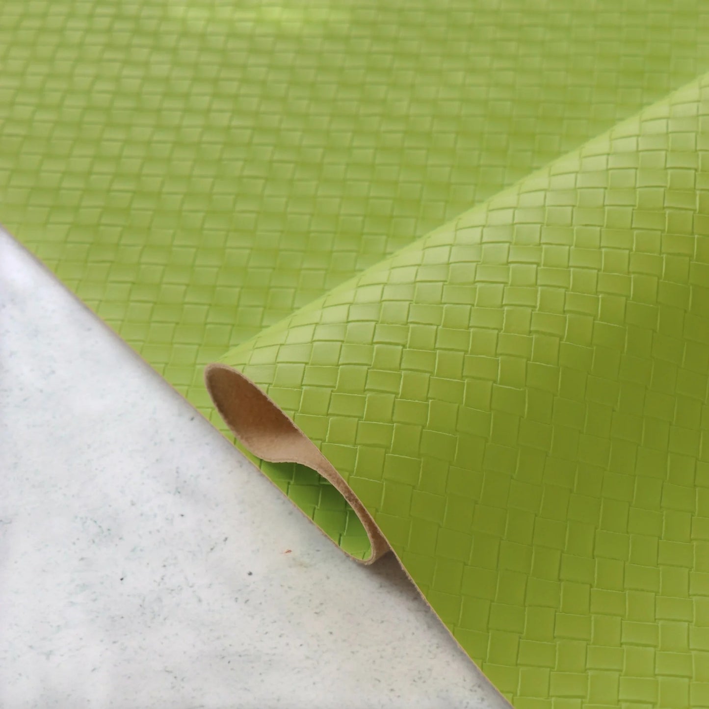 White Grape Basket Weave Faux Leather