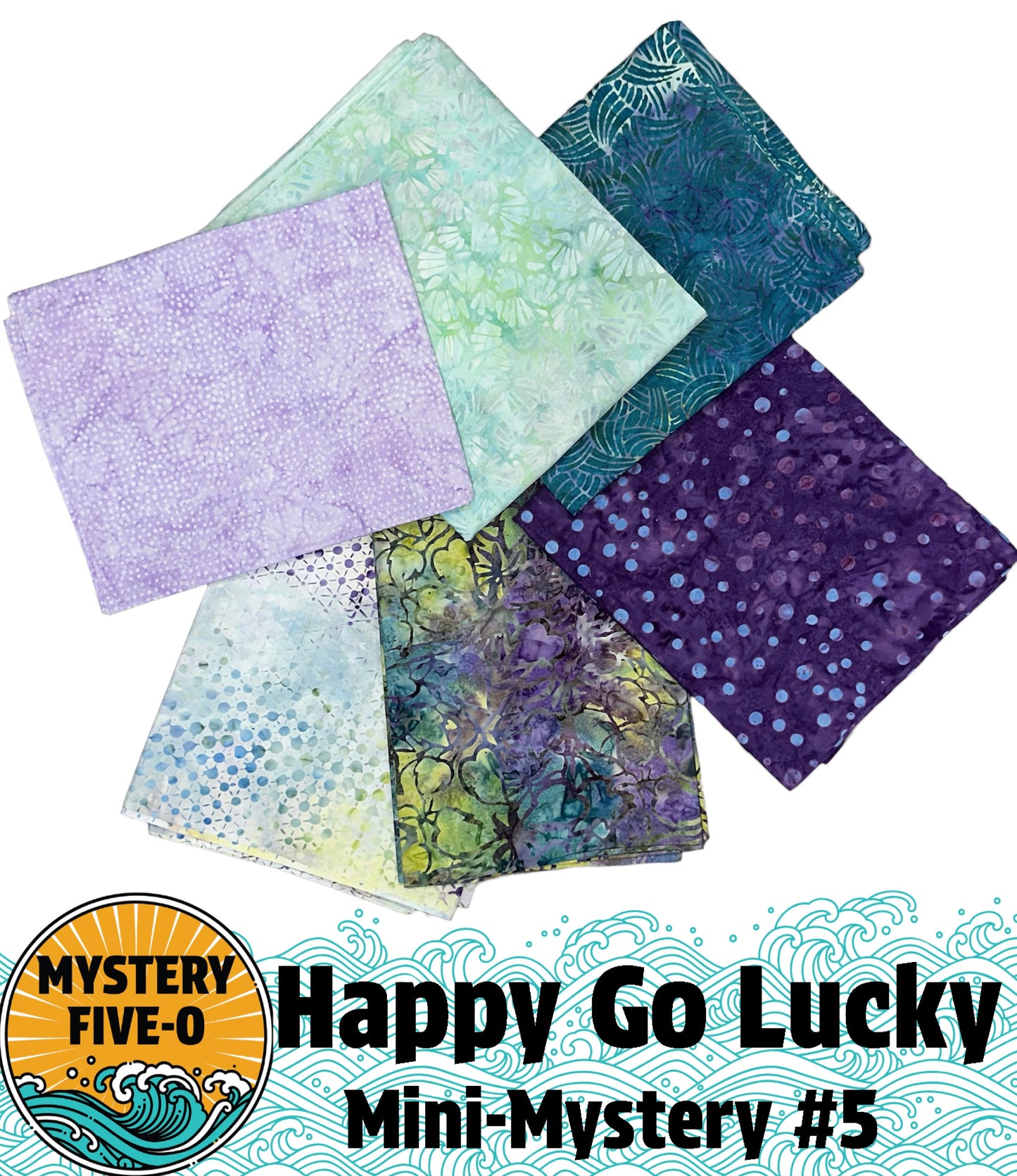 Mystery Five-0 Mini Mystery #5 Happy Go Lucky - Kit Batik Purple - Includes Backing and Binding