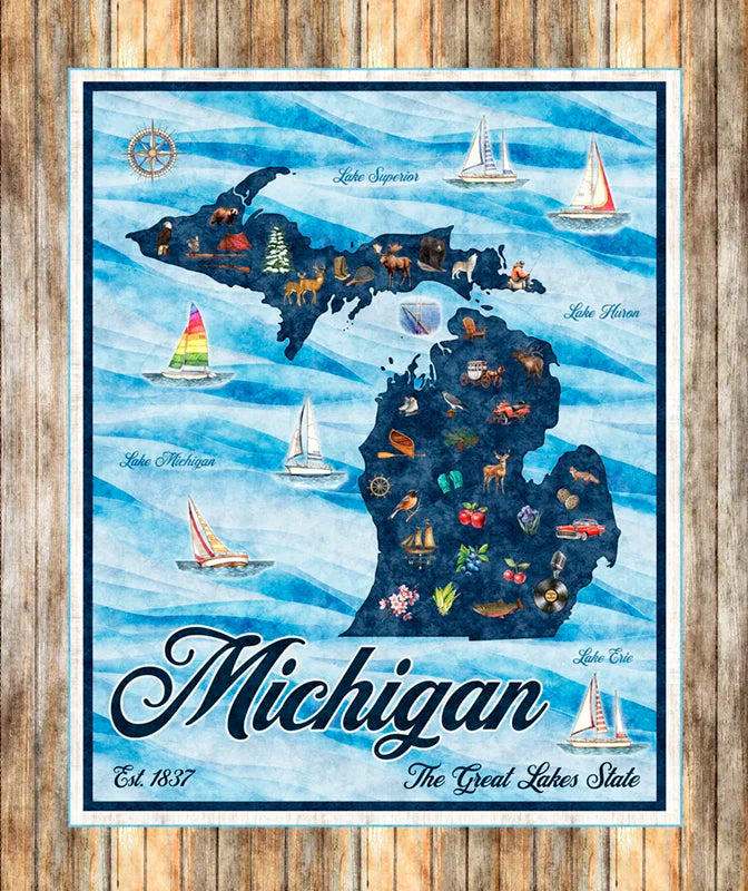 All Michigan Shop Hop Panel Large Michigan - PRE-ORDER NOW! Available June 1, 2026