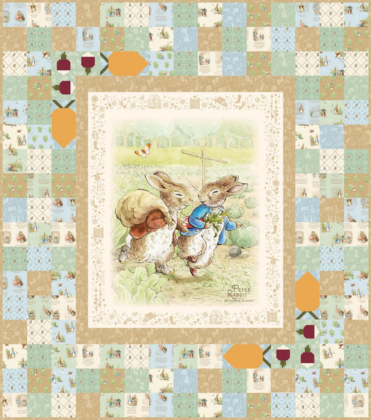 Peter Rabbit and Benjamin Bunny Peter's Garden Adventures Boxed Quilt Kit