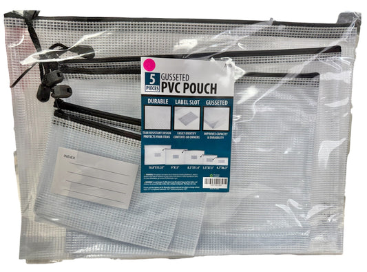 5 Piece Gusseted PVC Pouches