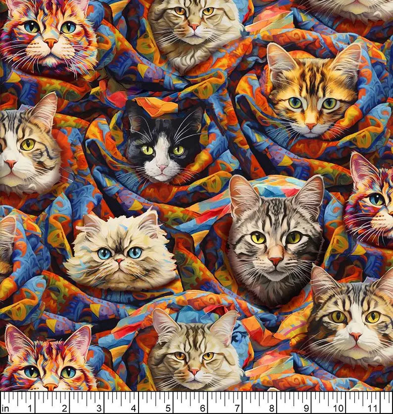 Purrfectly Playful - Purrfect Purr-ito Fabric (Sold in 1/2 yard Increments)