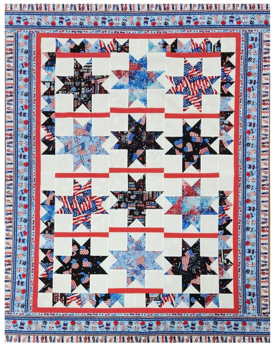 Thangles Tulip Star Red, White, and Blue Quilt Kit