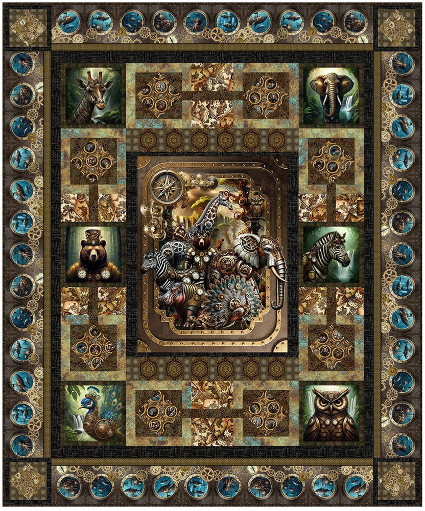 Steampunk Menagerie Panel Quilt Kit