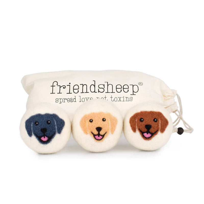 Friendsheep Wool Dryer Balls 3 Pack Bag: Happy Dogs