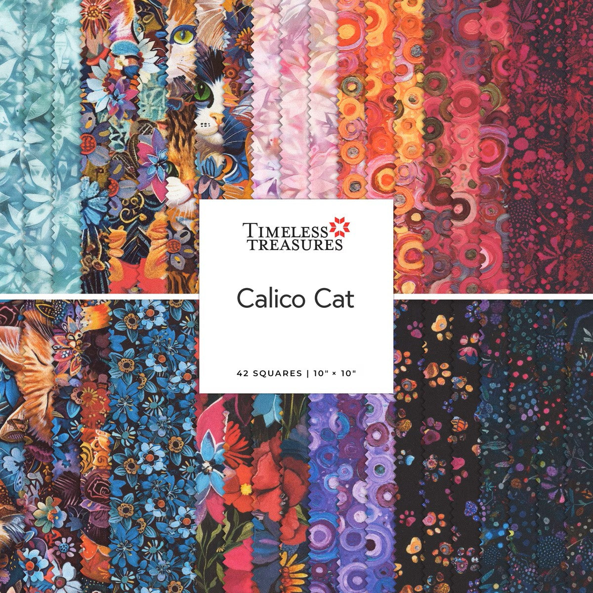 Calico Cats 10" Square Pack By Timeless Treasures