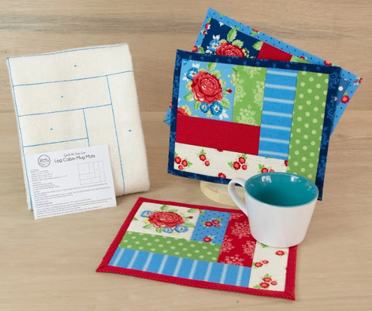 Quilt As You Go Log Cabin Mug Mats – 3/pack