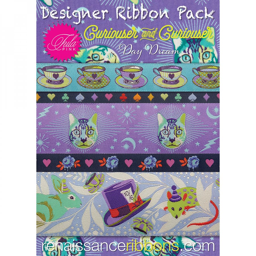 Tula Pink Curiouser Designer Ribbon Pack, Multiple Colors